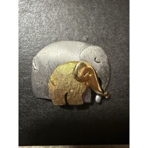 Vintage Ultra‎ Craft Two Elephant Family Brooch/Pin Silver-Gold